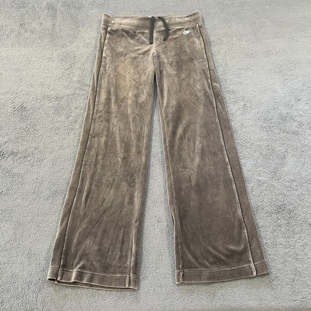 Nike Brown Velour Wide Leg Track Pants Athletic Casual Lounge Women's Size Small